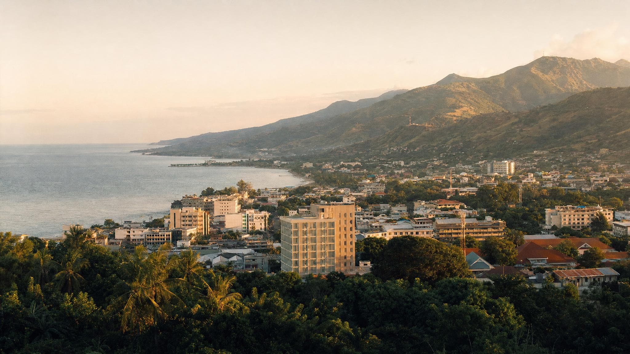 Dili, Timor-Leste at golden hour — where Primos Bo'ot operates